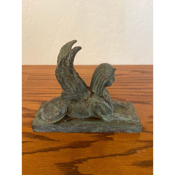 Vintage Bronze and metal patina Sphinx with wings statue - Picture 1 of 6